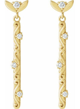 14K White Gold 1/8 CTW Natural Diamond Vintage-Inspired Earrings