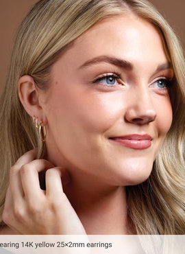 14K Rose Gold Tube 13 mm Hoop Earrings