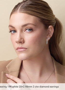 14K Yellow Gold 1 CTW Lab-Grown Diamond Inside-Outside Hinged 19.3 mm Hoop Earrings