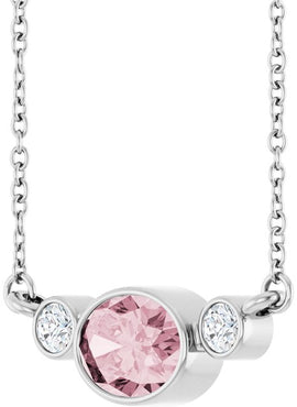 Platinum Natural Pink Morganite & 1/8 CTW Natural Diamond Bezel-Set 16