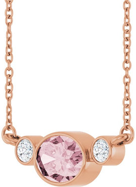 Platinum Natural Pink Morganite & 1/8 CTW Natural Diamond Bezel-Set 16