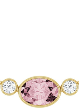 Platinum Natural Pink Morganite & 1/8 CTW Natural Diamond Bezel-Set 16