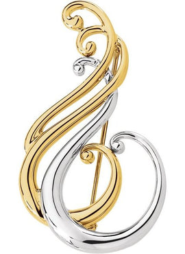 14K Yellow/White Gold Freeform Brooch