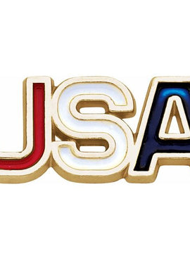 14K Yellow Gold with Red, White, & Blue Epoxy 19.5x8.25 mm USA Lapel Pin