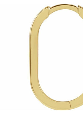14K Yellow Gold Elongated Oval 20 mm Hoop Earrings