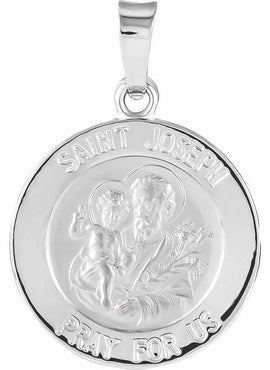 14K Yellow Gold 15 mm Round St. Joseph Medal