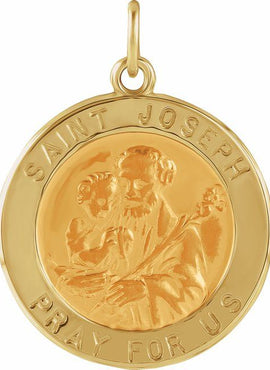 14K Yellow Gold 15 mm Round St. Joseph Medal