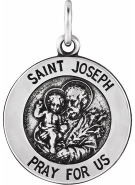 14K Yellow Gold 15 mm Round St. Joseph Medal
