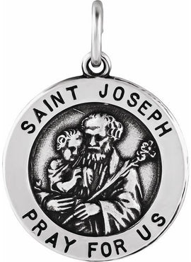14K Yellow Gold 15 mm Round St. Joseph Medal