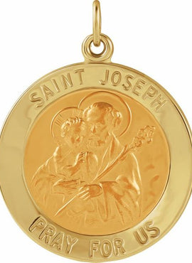 14K Yellow Gold 15 mm Round St. Joseph Medal