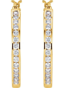 14K Yellow Gold 1/2 CTW Natural Diamond Hoop Earrings