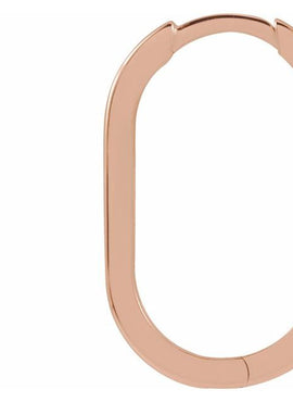 14K Yellow Gold Elongated Oval 20 mm Hoop Earrings