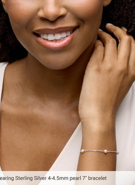 Sterling Silver Cultured White Freshwater Pearl 5-Station 7