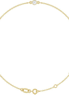 14K Yellow Gold Natural Blue Sapphire Bezel-Set Solitaire 6 1/2-7 1/2