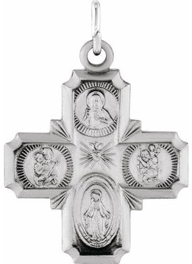 14K Yellow Gold 12x12 mm Four-Way Cross Medal