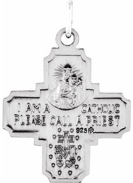 14K Yellow Gold 12x12 mm Four-Way Cross Medal