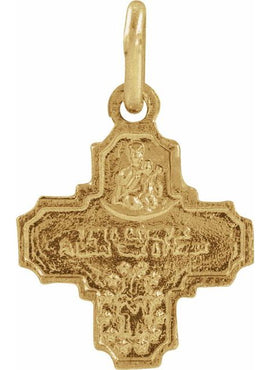 14K Yellow Gold 12x12 mm Four-Way Cross Medal