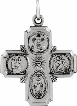 14K Yellow Gold 12x12 mm Four-Way Cross Medal