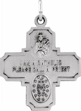 14K Yellow Gold 12x12 mm Four-Way Cross Medal