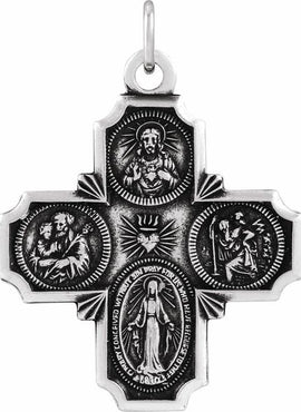 14K Yellow Gold 12x12 mm Four-Way Cross Medal