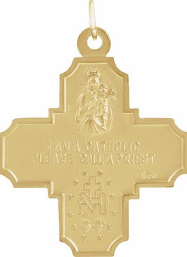 14K Yellow Gold 12x12 mm Four-Way Cross Medal