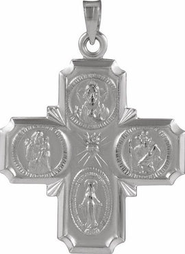 14K Yellow Gold 12x12 mm Four-Way Cross Medal