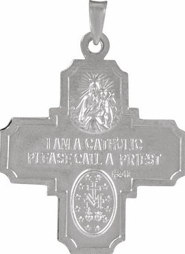 14K Yellow Gold 12x12 mm Four-Way Cross Medal