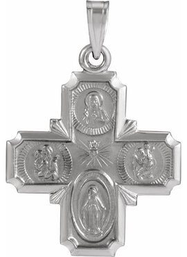14K Yellow Gold 12x12 mm Four-Way Cross Medal