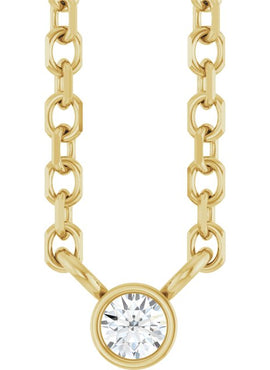 14K Yellow Gold .06 CT Natural Diamond Solitaire 16-18