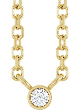 14K Yellow Gold .06 CT Natural Diamond Solitaire 16-18