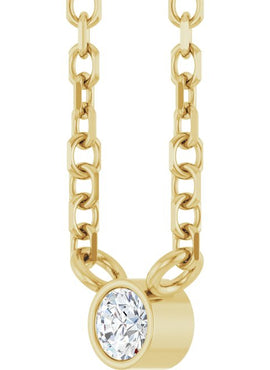 14K Yellow Gold .06 CT Natural Diamond Solitaire 16-18
