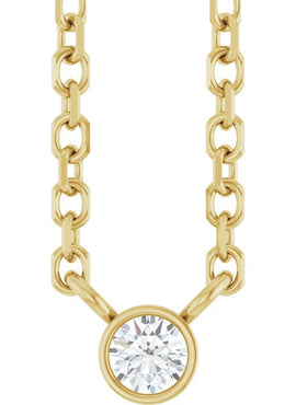 14K Yellow Gold .06 CT Natural Diamond Solitaire 16-18