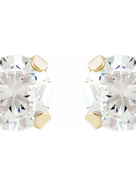 14K Yellow Gold 3 mm Imitation White Cubic Zirconia Piercing Stud Earrings