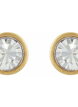 14K Yellow Gold Imitation White Cubic Zirconia Inverness® Piercing Stud Earrings
