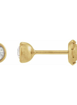 14K Yellow Gold Imitation White Cubic Zirconia Inverness® Piercing Stud Earrings