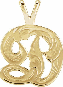 14K Yellow Gold Medium Initial G Pendant