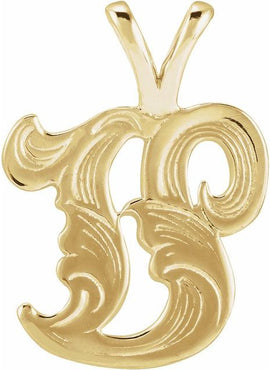 14K Yellow Gold Medium Initial G Pendant