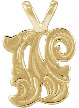 14K White Gold Small Initial E Pendant