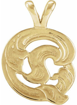 14K Yellow Gold Medium Initial G Pendant