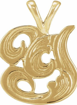 14K Yellow Gold Medium Initial G Pendant