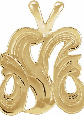 14K Yellow Gold Medium Initial G Pendant