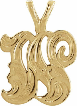 14K Yellow Gold Medium Initial G Pendant