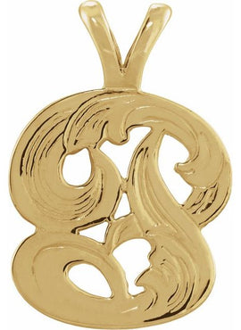 14K Yellow Gold Medium Initial G Pendant