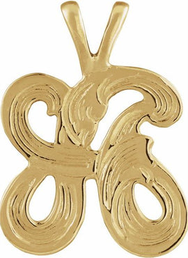 14K Yellow Gold Medium Initial G Pendant