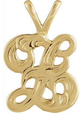 14K White Gold Small Initial E Pendant