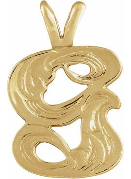 14K Yellow Gold Medium Initial G Pendant