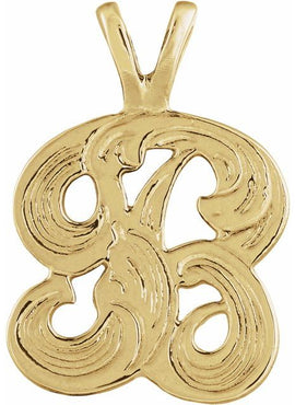 14K Yellow Gold Medium Initial G Pendant