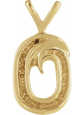 14K Yellow Gold Script Initial O Pendant