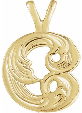 14K Yellow Gold Medium Initial G Pendant