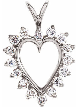 14K White Gold 1/2 CTW Natural Diamond Heart Pendant